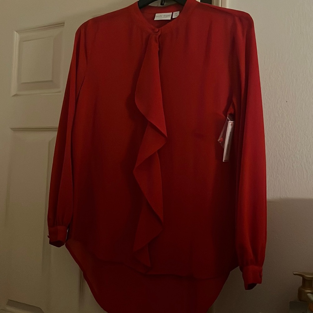 Women’s Red Blouse Ruffle Holiday